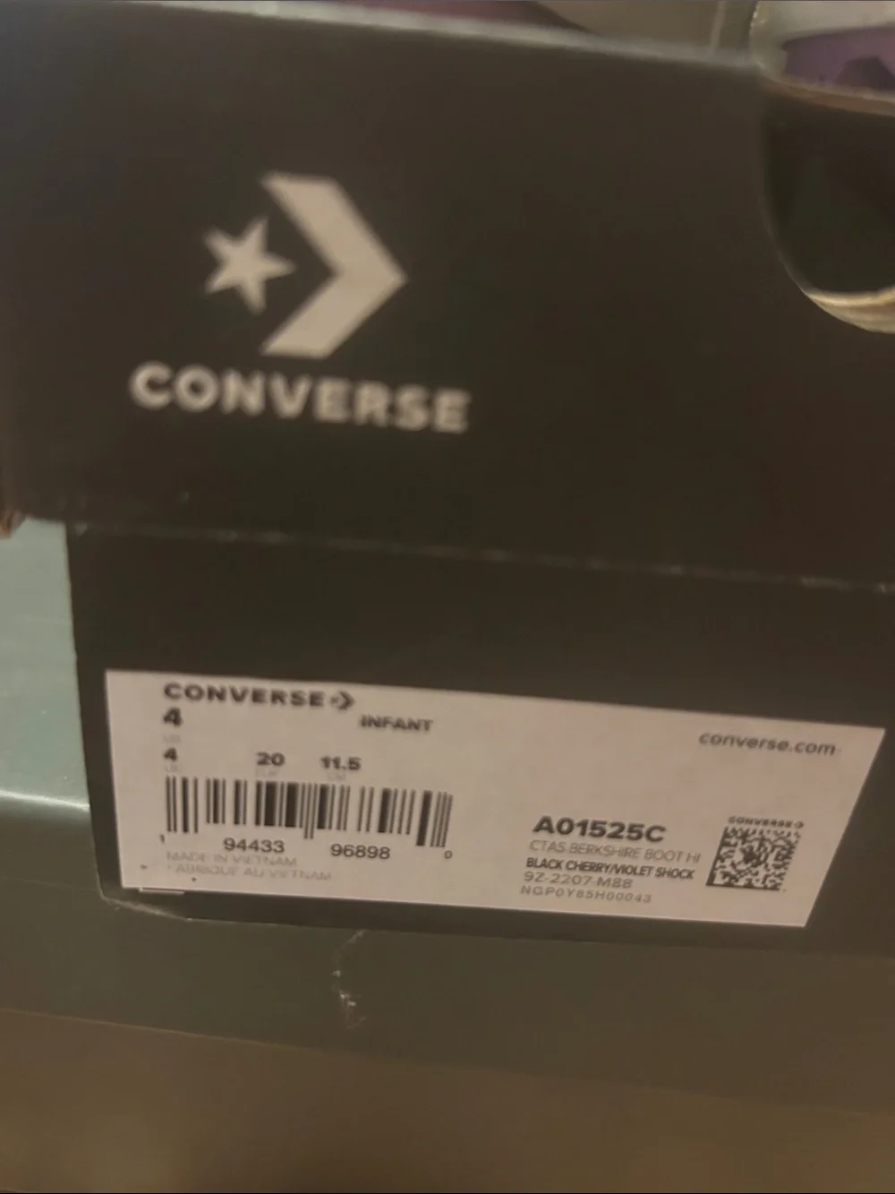 Converse Kids High-Top Sneakers in Dark Purple with lilac Lining